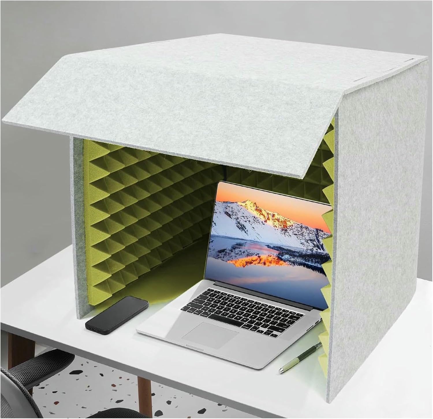 Small Portable Vocal Absorbing Shield, 31.5in Foldable Recording Booth with High-Density Foam, Desktop Soundproof Cover for Office Study & Remote Work