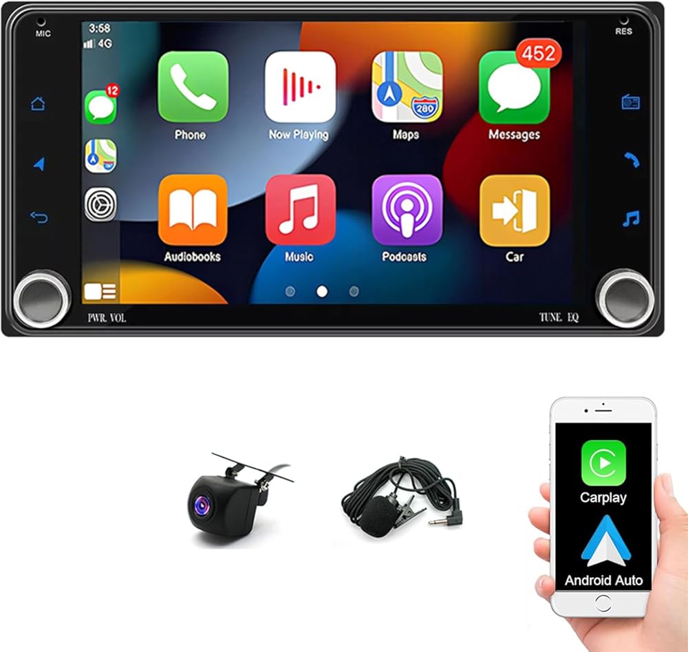 Android 13 Car Radio Stereo with Carplay Android Auto for Toyota 4Runner 2003 2004 2005 2006 2007 2008 2009, 7 inch HD Touchscreen Car Radio Suport Bluetooth Backup Camera Mirror Link FM Radio 4+64G