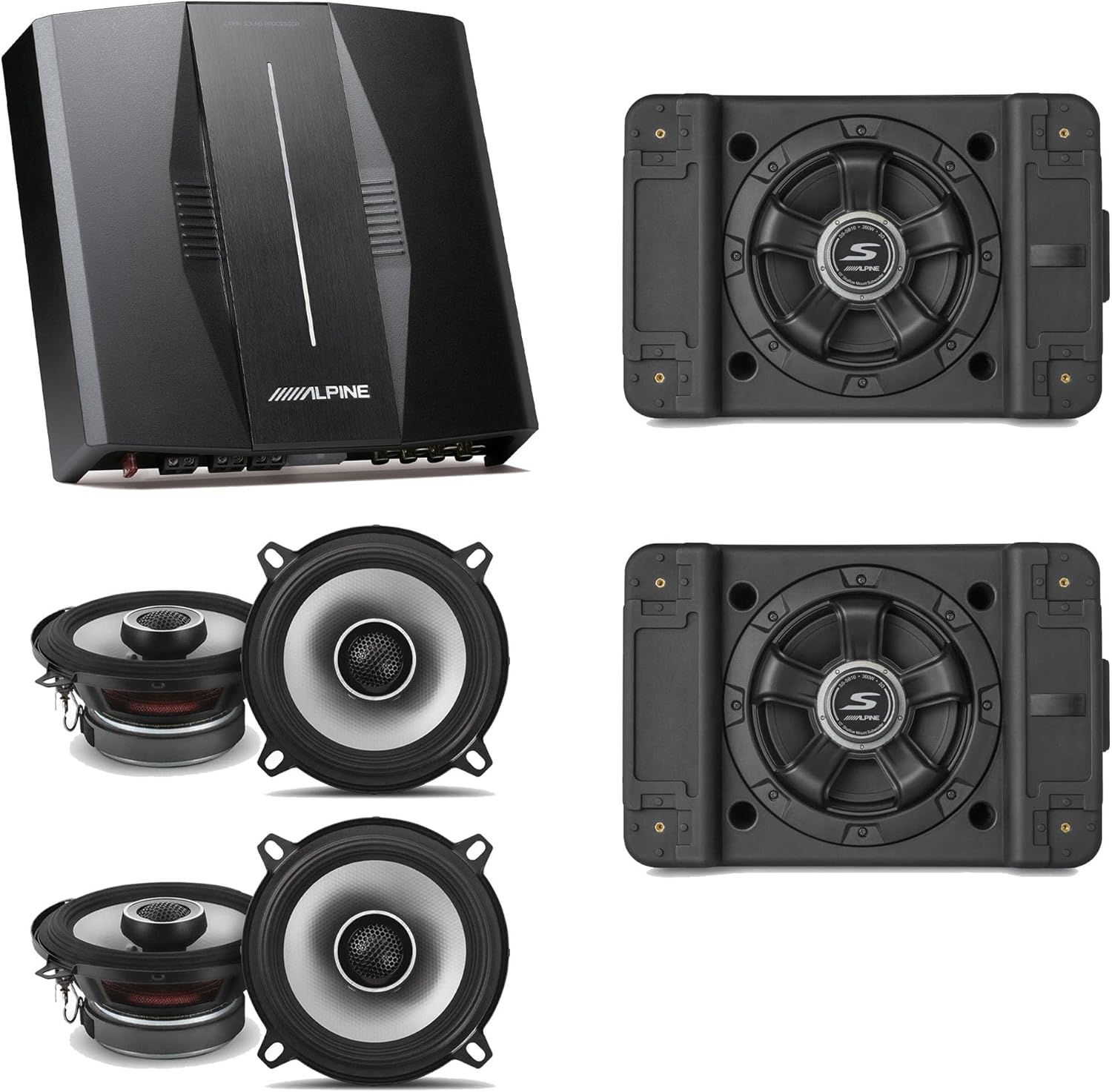 Alpine PXE-C80-88 OPTIM8 8-Channel Hi-Res DSP Amplifier w/ (2) SS-SB10 Subwoofer, (2) S2-S50 Bundle