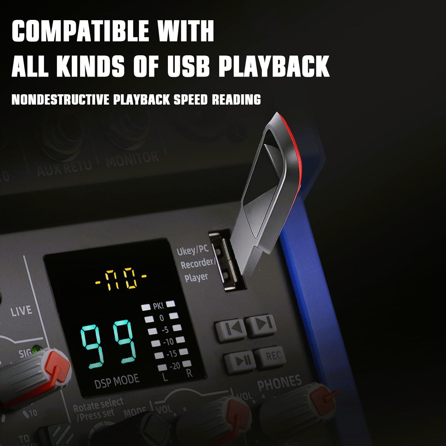 14-Channel Audio Sound Mixer Board, Bluetooth Studio Mixing Console XLR Microphone Jack 99 DSP DJ Mixer Audio Reverb Effect +48V Phantom Mixer For Karaoke Studio Streaming Recording