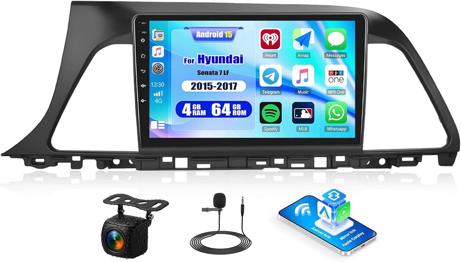 CAMECHO 4G+64G 8 Core Android 15 Car Stereo for Hyundai Sonata 7 LF 2015-2017, 9