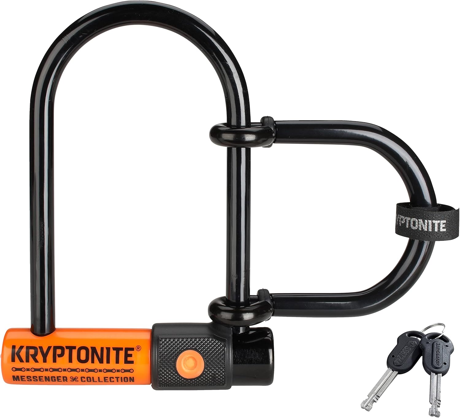 Kryptonite Messenger Mini Bike U-Lock with Wheel Extender, Heavy Duty Anti-Theft Bicycle U Lock, 11mm Steel Shackle with Keys, High Security Lock for E-Bike, Bicycles, Scooters