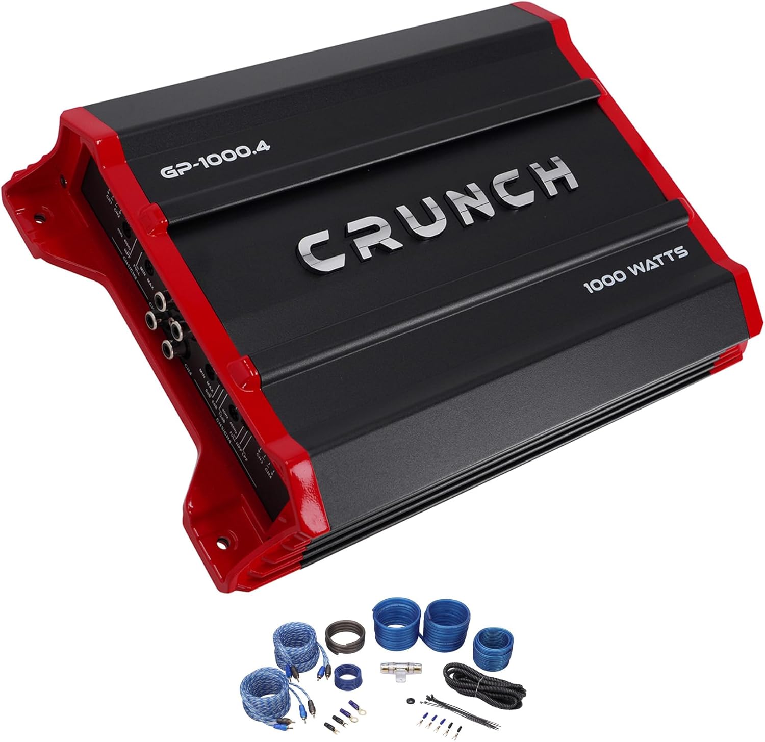 Audiosavings Car Audio Bundle with Crunch GP-1000.4 1000W 4-Channel Amplifier Class A/B, Built-in Crossover, Rockville RWK82 8 Gauge 4-Channel Wiring Kit with (2) RCA Cables (2 Items)