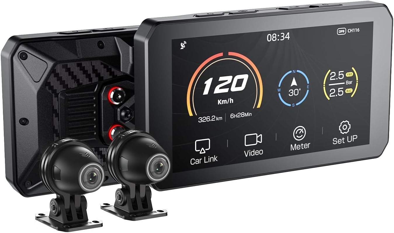 CHIGEE AIO-5 Lite Motorcycle Carplay Android Auto GPS Navigation System, BSD, STARVIS HDR 5