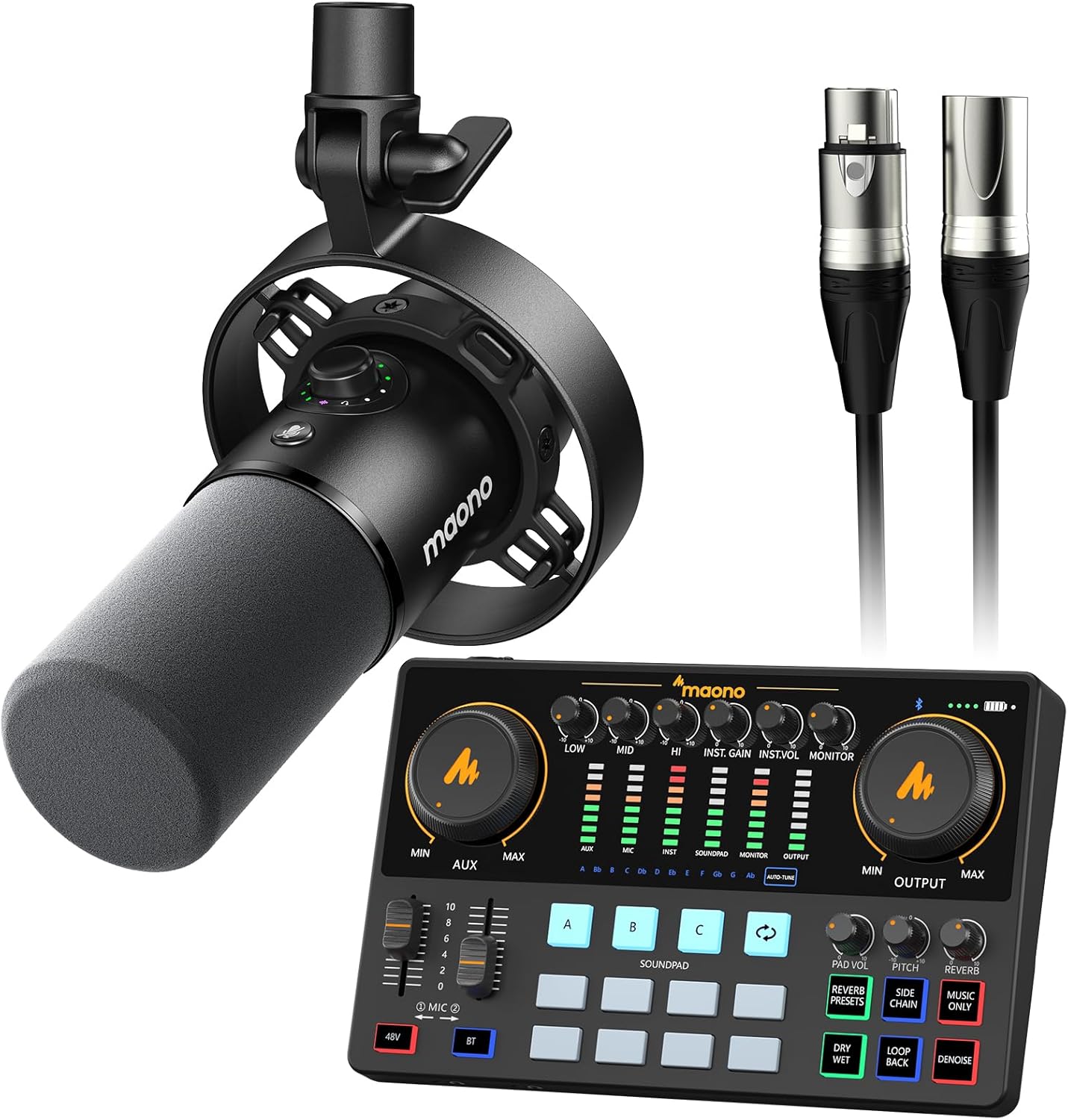 MAONO Podcast Equipment Bundle: USB XLR Dynamic Microphone and Audio Interface for Podcast Recording, Streaming(PD300X+E2 Gen2+XLR180)