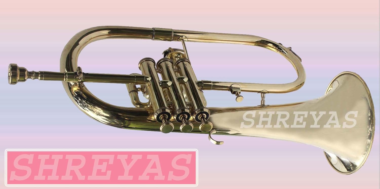 Bb Flat Brass Finishing Flugel Horn With Free Hard Case+Mouthpiece