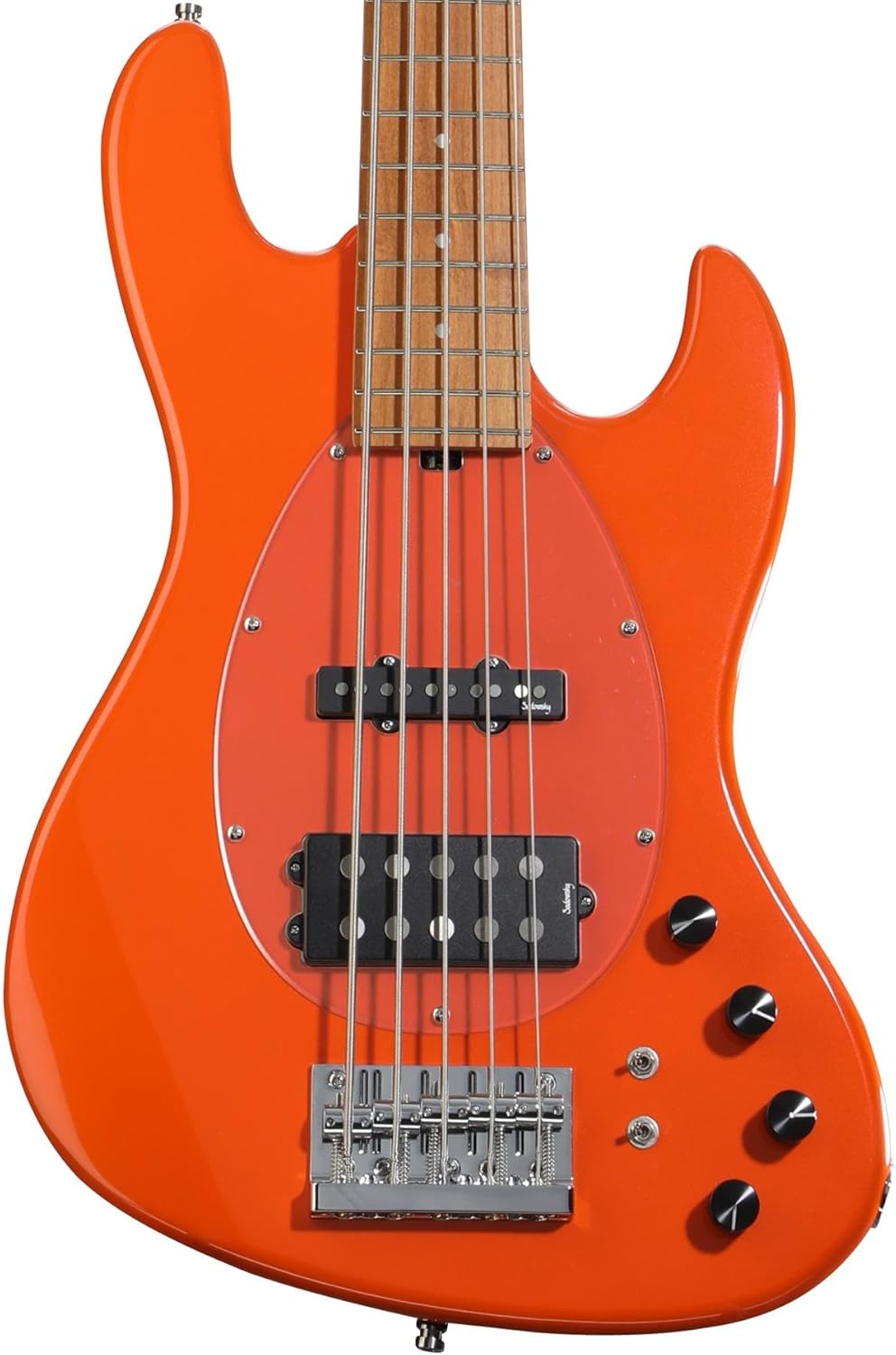 Sadowsky MetroExpress Vintage M/J 5-string Bass Guitar - Candy Apple Orange, Roasted Maple Fingerboard