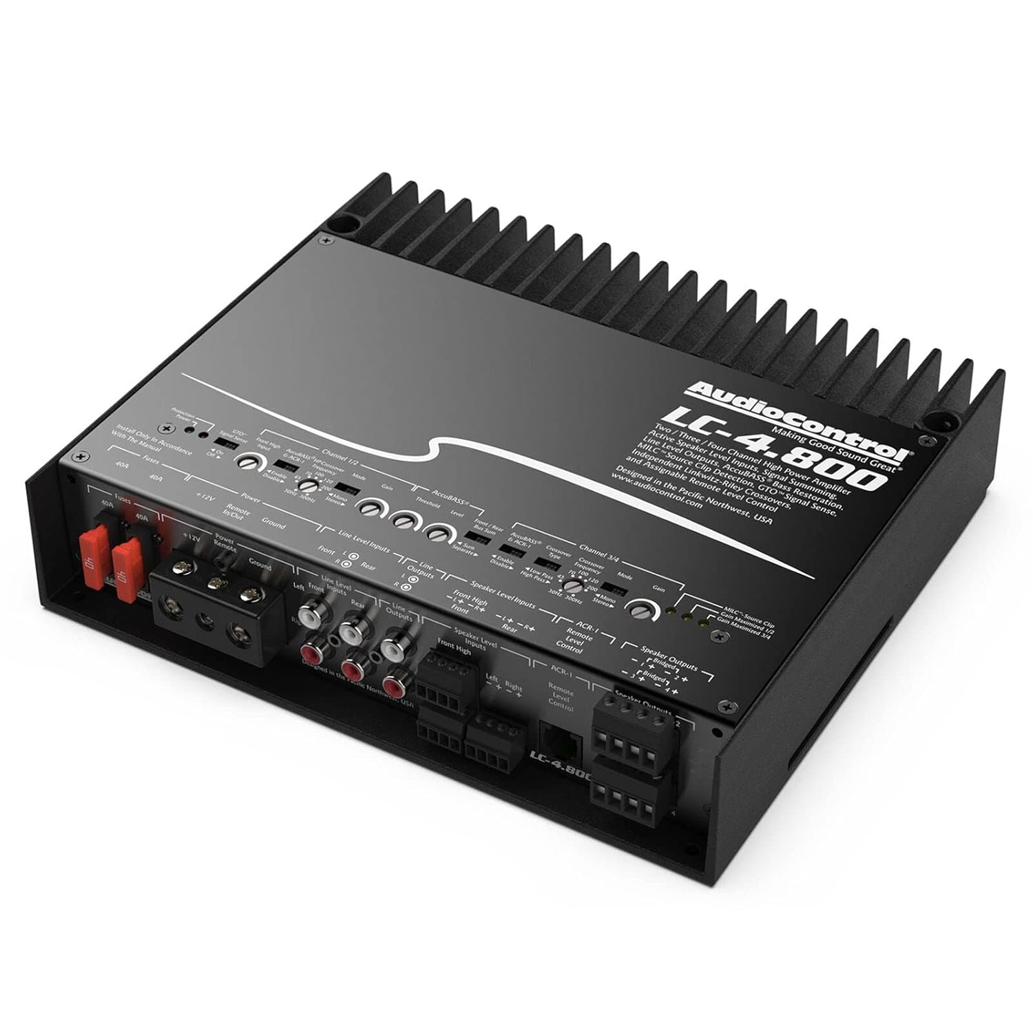 AudioControl LC-4.800 4/3/2 Multi-Channel 800 Watt RMS High Power Car Audio Amplifier with AccuBass