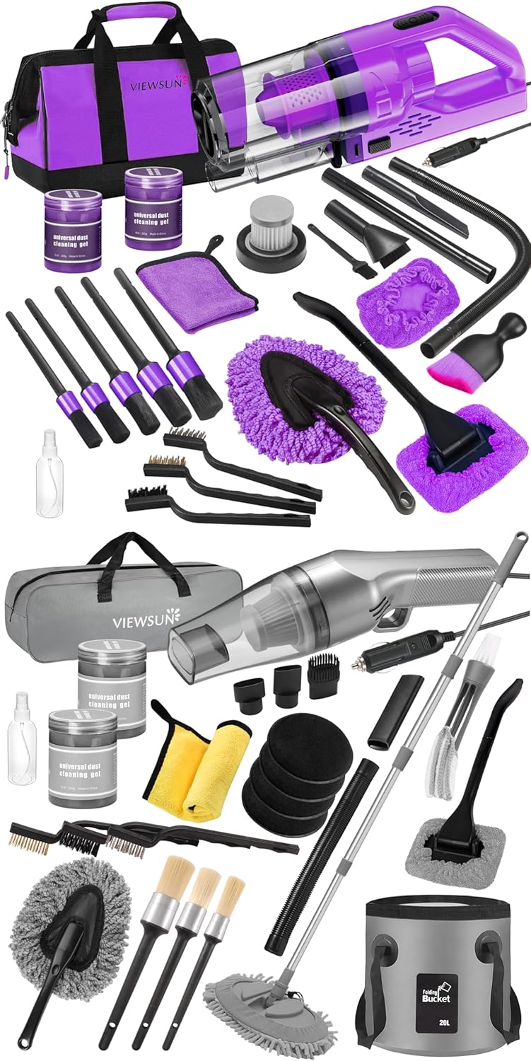 Viewsun 38 PCS Car Cleaning Kit,Complete Interior Exterior Washing Supply for Men Women