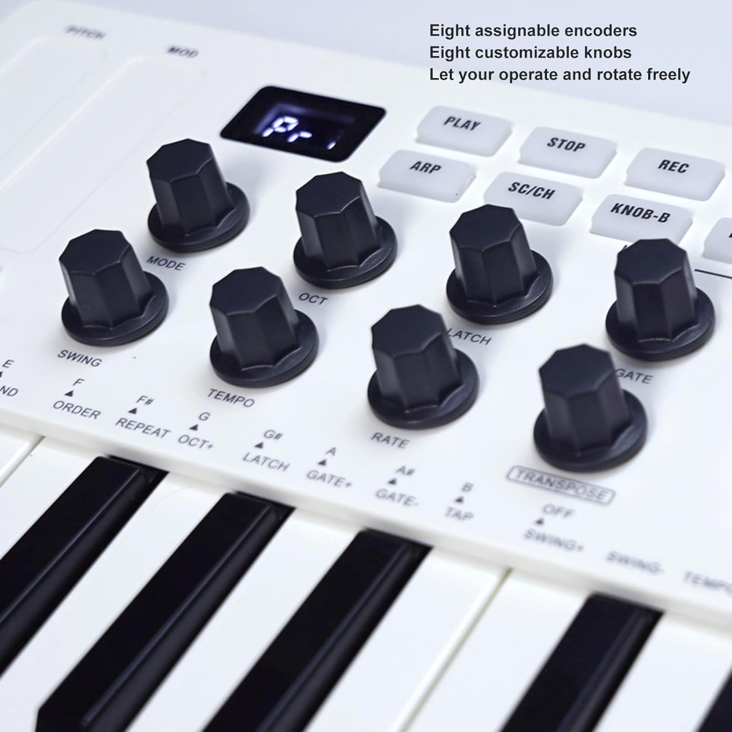 MIDI Keyboard Controller, 25 Keys USB C MIDI Keyboard with 8 Beat Pads 8 Backlit Drum Pads 8 Assignable Knobs MIDI Controllers