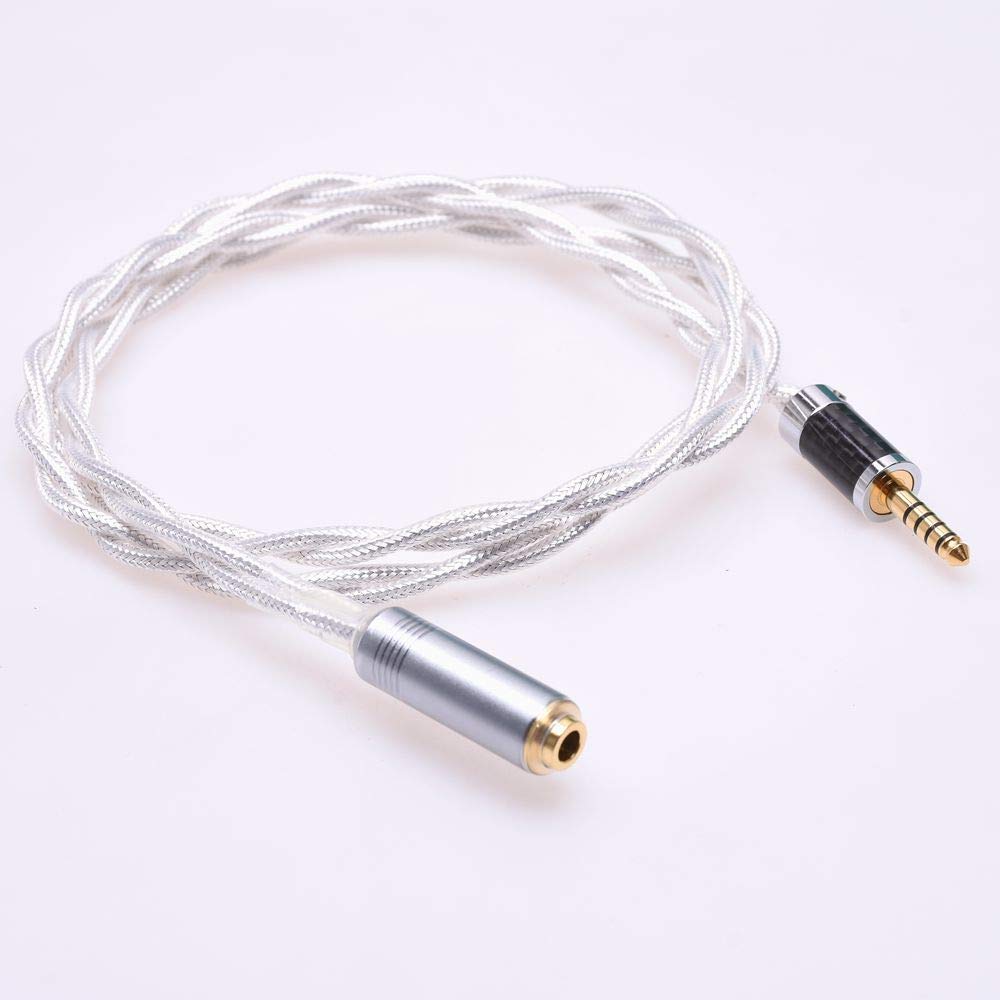 4.4MM Male to 4.4MM Female Balanced Crystal Clear Silver Plated Shield Audio Adapter Upgrade Headphone Extension Cable for Sony NW-WM1Z 1A MDR-Z1R TA-ZH1ES PHA-2 (2.5)