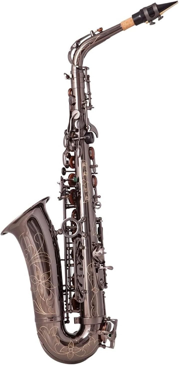EB Alto Saxophone Brass Lacquered Black Nickel 802 Key Type Woodwind Instrument with Padded Carry Case Gloves Student Saxophone