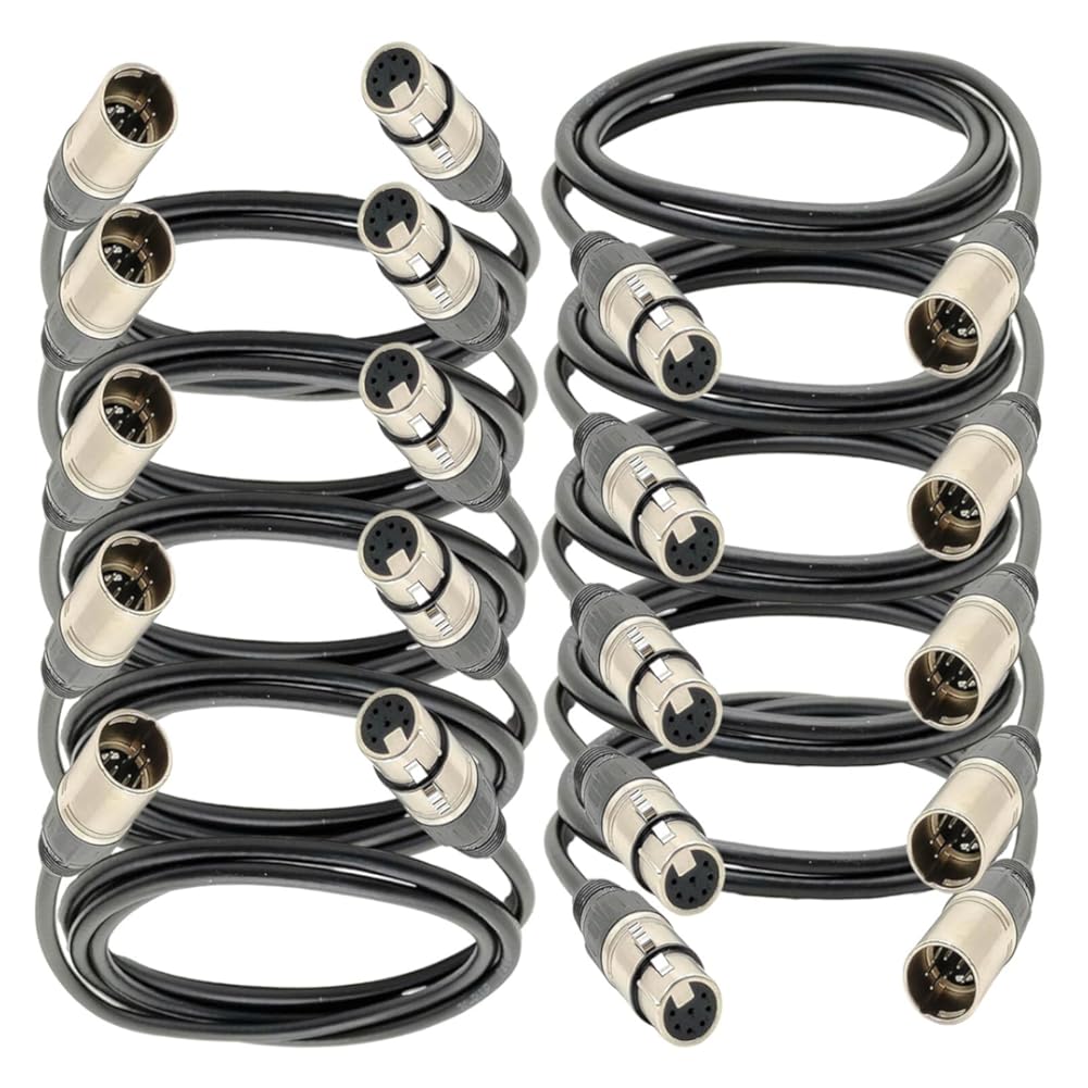 10 Packs 7 Pin XLR Microphone Cable, XLR Connector, Balanced Male to Female Mic Audio Cable for Microphone and Audio Interface(3 Meter/10Ft)