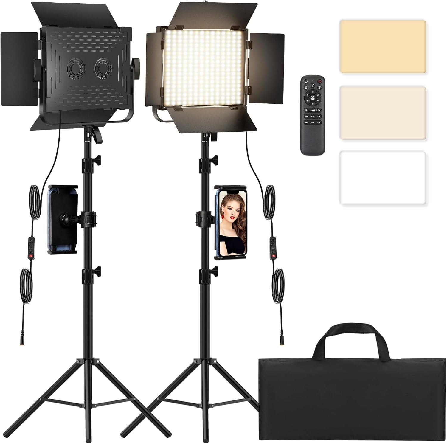 Photography Video Lighting Kit, Upgraded Bi-Color LED Video Studio Lights with Dimmable 2500k~8500k and 79