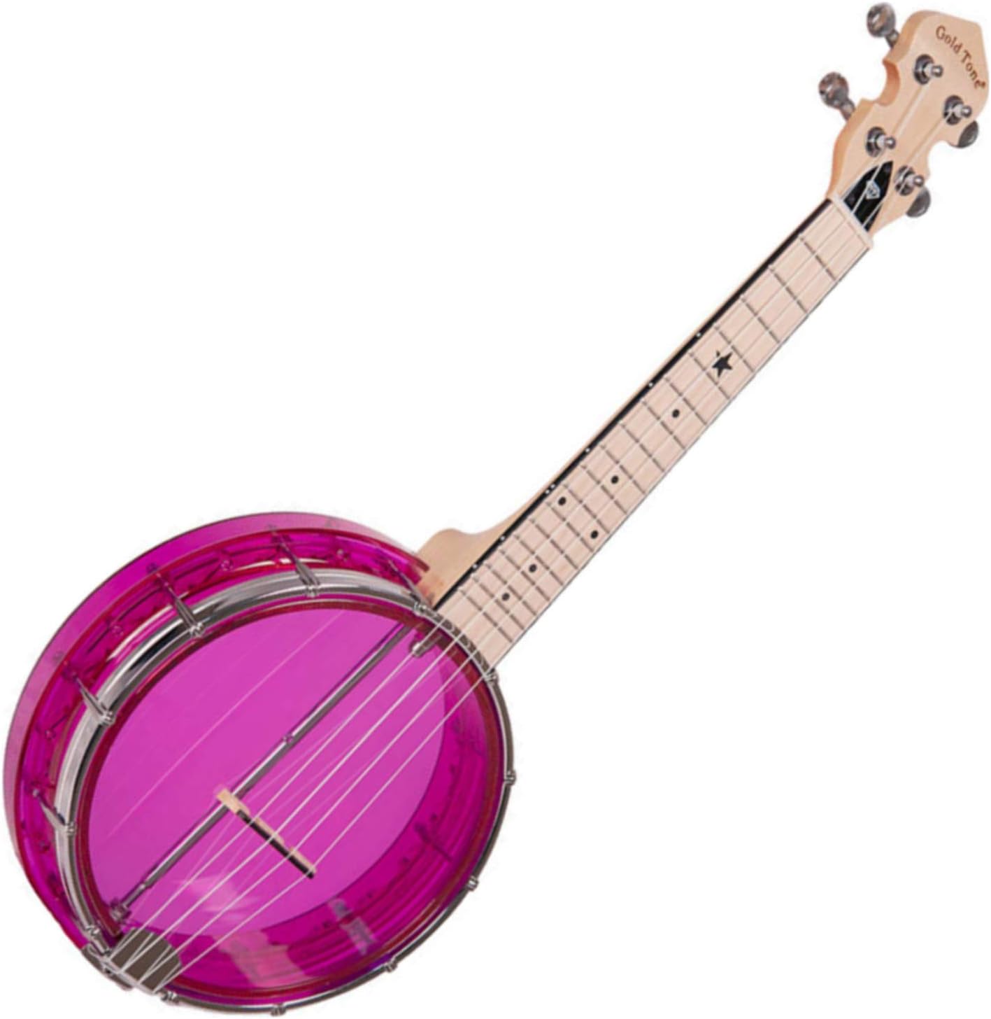 Gold Tone Little Gem Amethyst Clear Banjo Ukulele Bundle w/Bag & Cloth