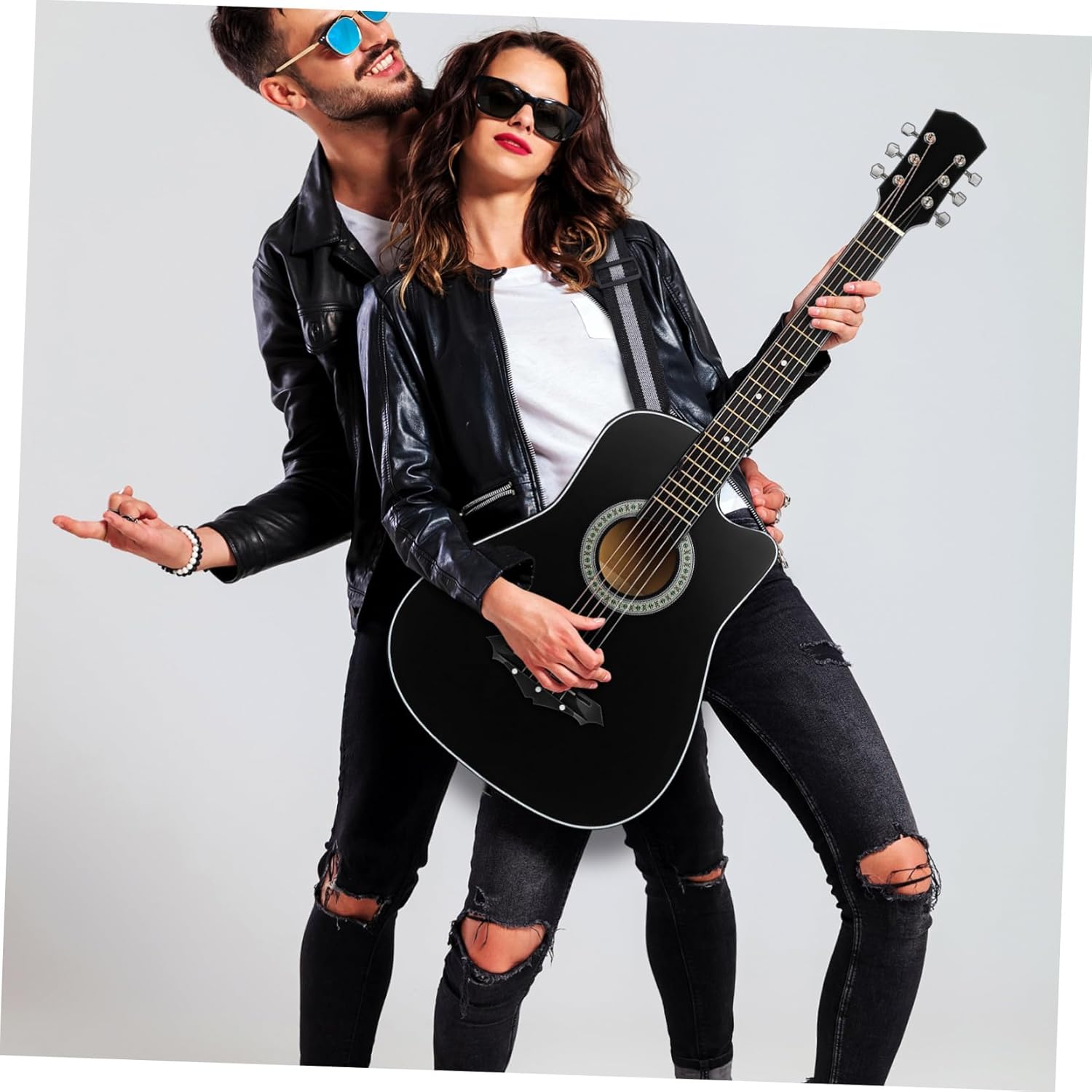 Luxshiny Beginner Acoustic Guitar Kit for Adults Teens with Cutaway Basswood Body Comfortable Ergonomic Design Tone Complete Starter Including Bag Strap Tuner Picks and Pickguard for