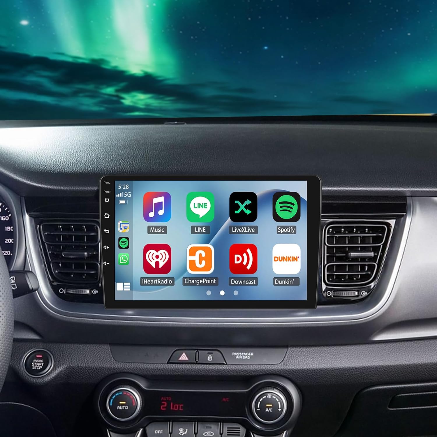 9 Inch Android 13 Car Stereo Fit for Kia Rio 2018-2023 with Carplay Android Auto, Double DIN IPS Touch Screen Car Radio Receiver w/WiFi GPS Nav Bluetooth WiFi Mirror Link Backup Camera