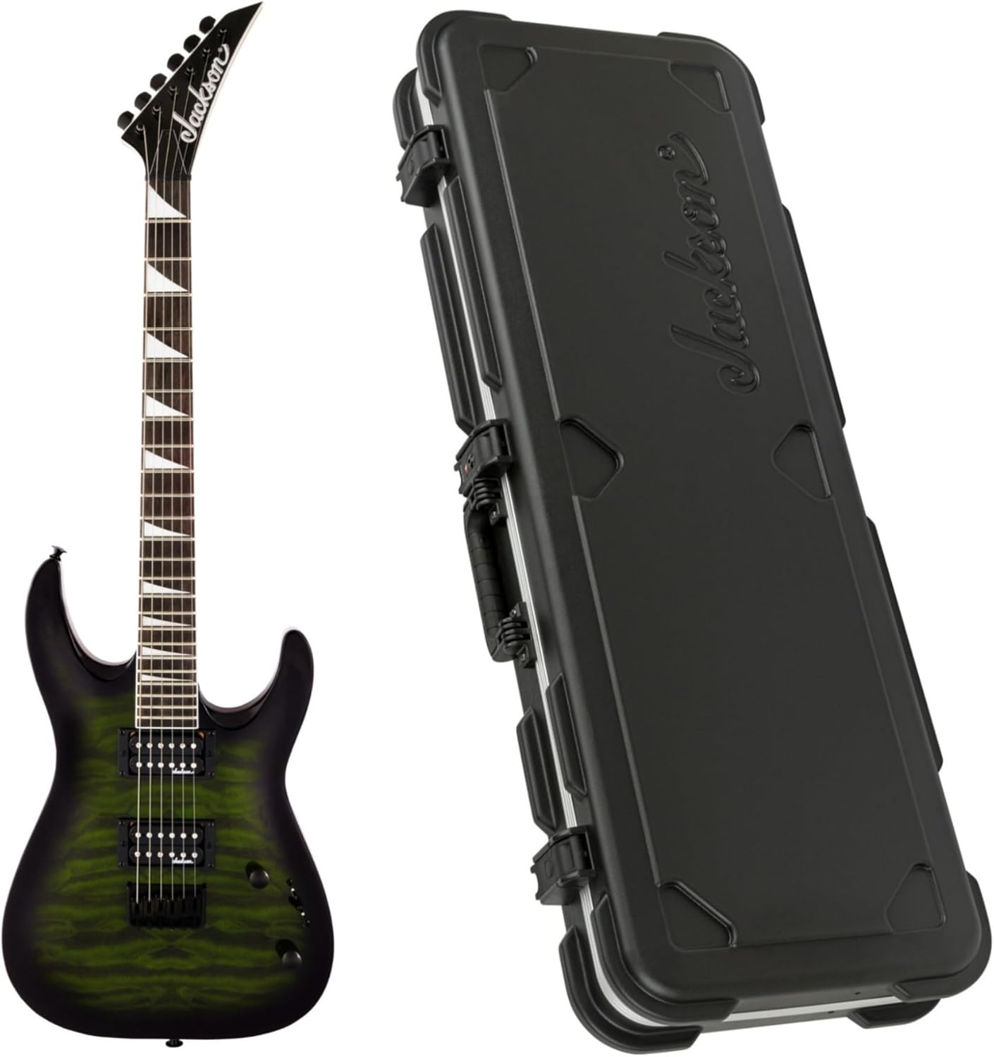 Jackson JS Series Dinky Arch Top JS32Q DKA HT Guitar (Transparent Green Burst) Bundle with Jackson Dinky Molded Case (2 Items)