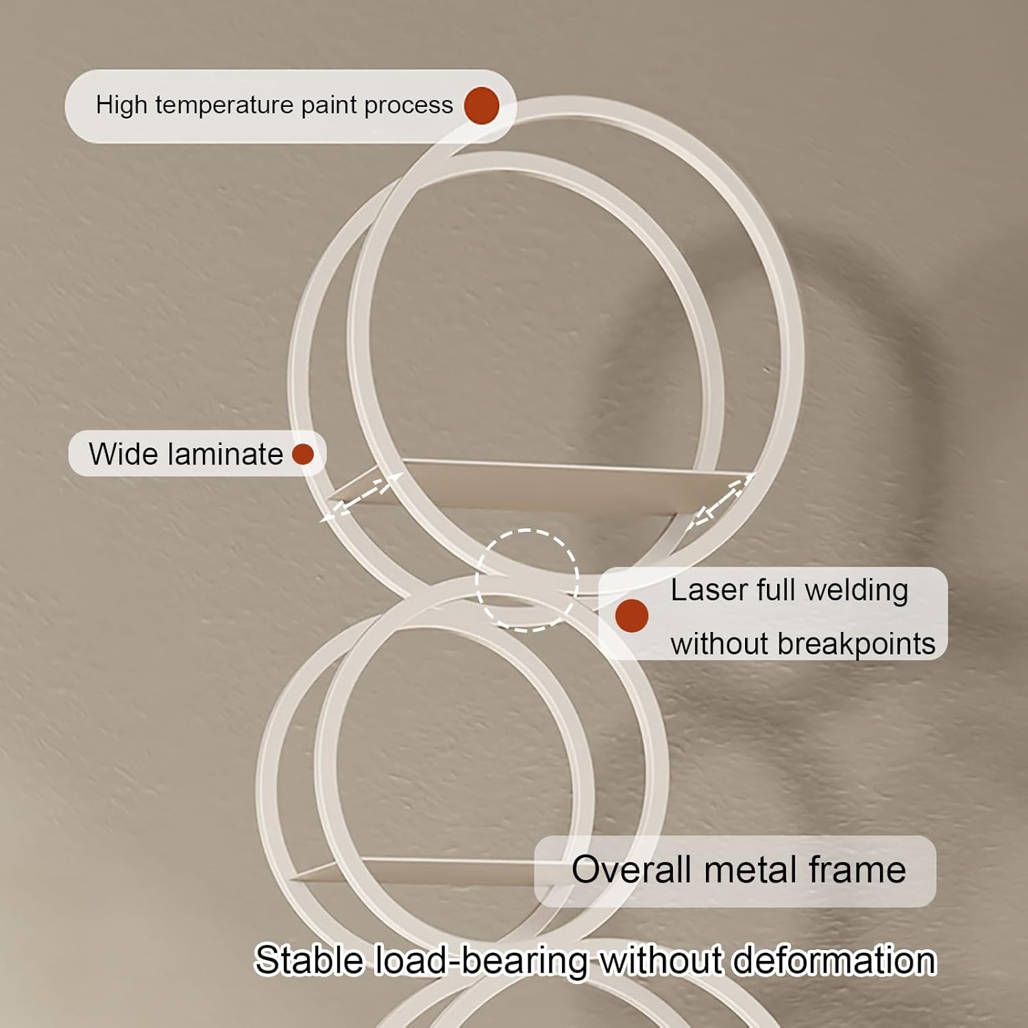 Irregular Geometric Bookshelf, Metal Decorative Storage Shelving, Modern Freestanding Display Shelves Bookcase, Tall Book Shelf Unit for Living Room Bedroom(White)