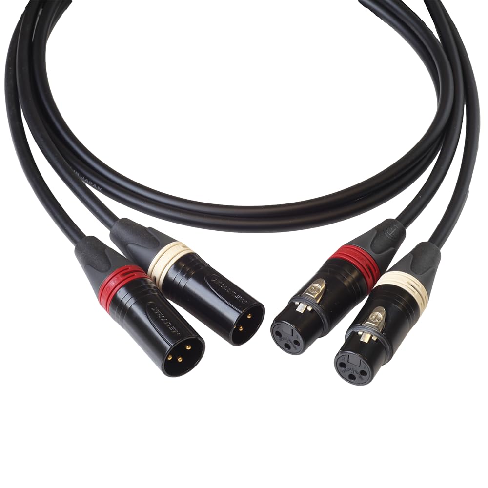 BJC Star Quad XLR Cables, Canare L-4E6S with Neutrik BXX-Series XLRs (Stereo Pair, Black, 10 Foot)