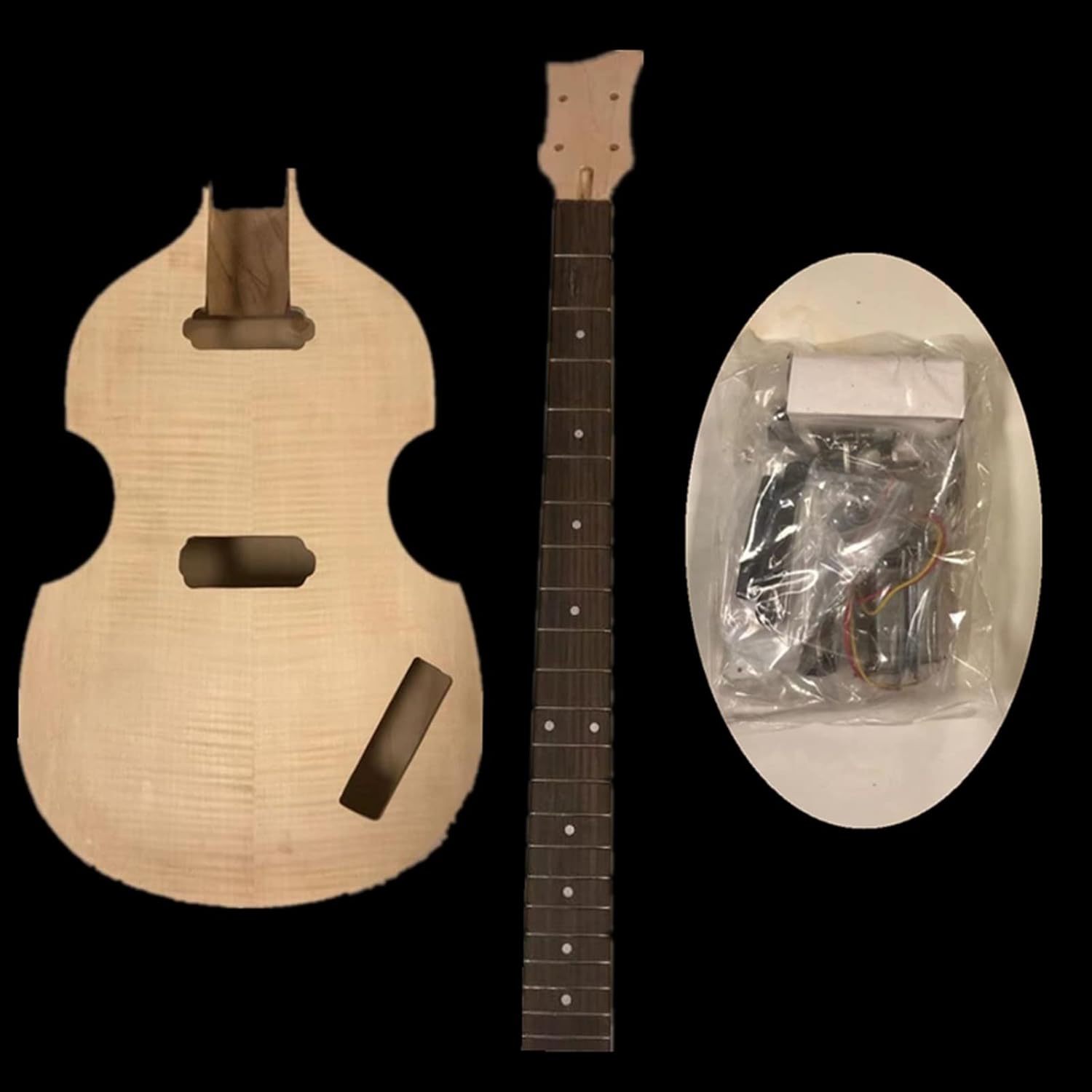 DIY Electric Guitar Kit 2 Dual-Coil Pickups Unfinished DIY Electric Bass Guitar Kit 2 Volume Controls