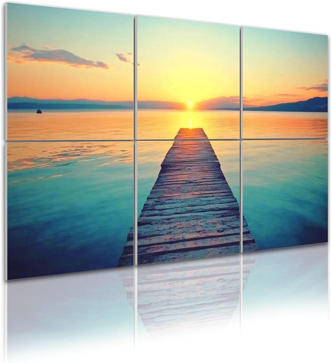 6 Pack Art Acoustic Panels footbridge sea beach Sound Absorbing Panel 48