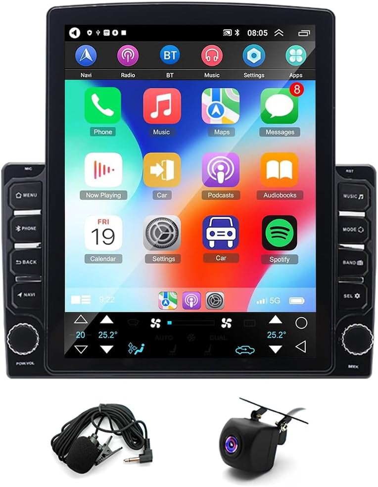 Double Din Car Stereo Radio Upgraded for Volkswagen VW Multivan T5 2003-2014 GPS Navi Head Unit 9.7 inch Touch Screen Android 14 Support Wireless Carplay Android Auto-/FM/SWC/WiFi/Bluetooth/Camera