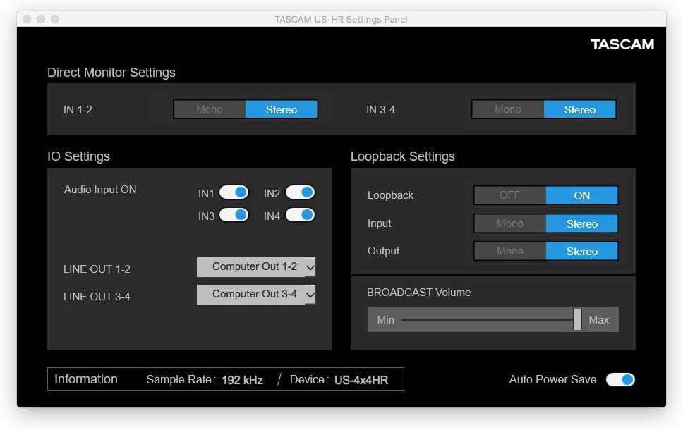TASCAM US-4x4HR Audio Interface and Studio Headphones Bundle
