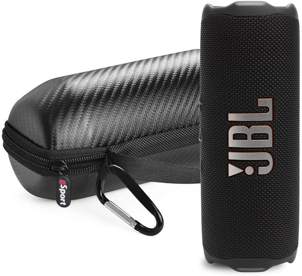 JBL FLIP 7 Waterproof Portable Speaker Bundle with gSport Carbon Fiber Case (Black)