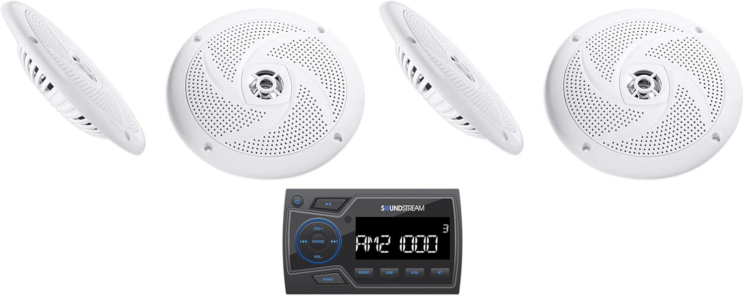 Audiosavings Bundle: Soundstream MHU-32 Marine ATV/UTV Digital Media Receiver Bluetooth/USB Bundle with (2) Pair Rockville RSM65W 6.5