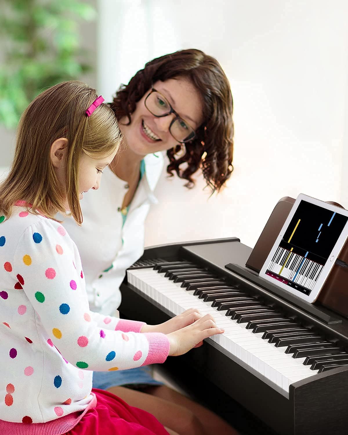 Keyboard Piano, Eastar 61 Key Keyboard for Beginners/Professional, Full Size Electric Piano, Classic Wooden Digital Keyboard with Sustain Pedal & Music Stand, Supports MP3/USB/Audio/Mic/Headphones