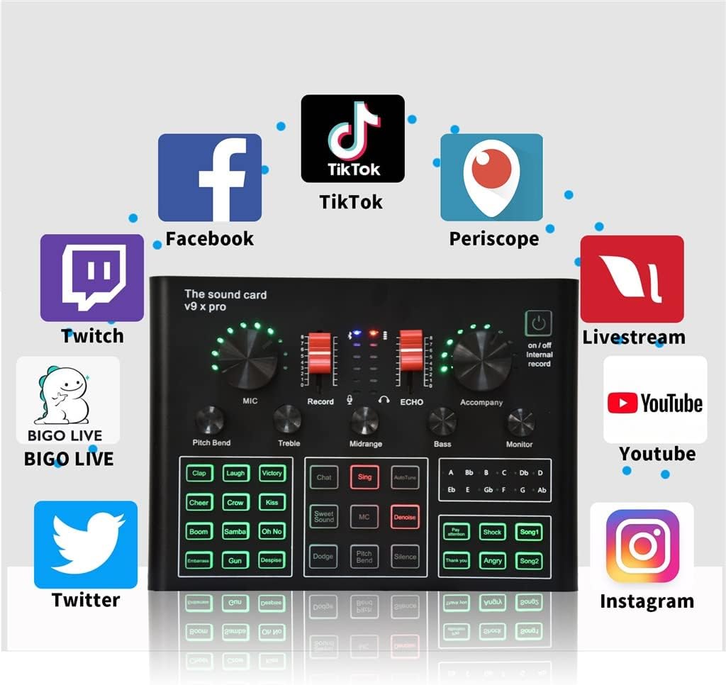 Professional Studio Condenser Microphone Set Microphone Set with Live Sound Card Wireless Bluetooth