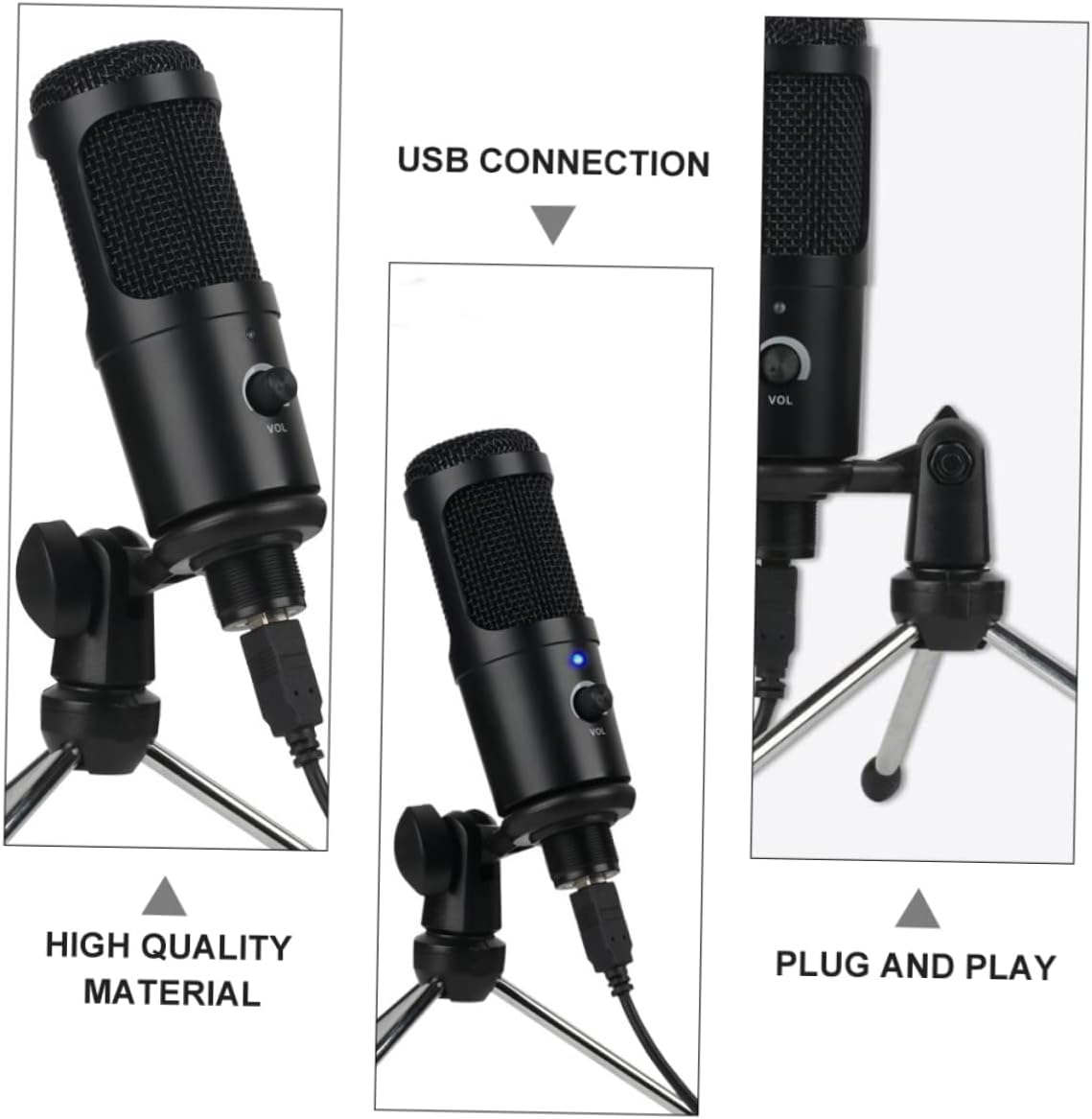 1 Set Zoom Conference Tabletop Mic USB Podcast Recording Laptop Stand Cardioid Video Desktop Streaming with for Adjustable Microphone Mount Condenser Stands