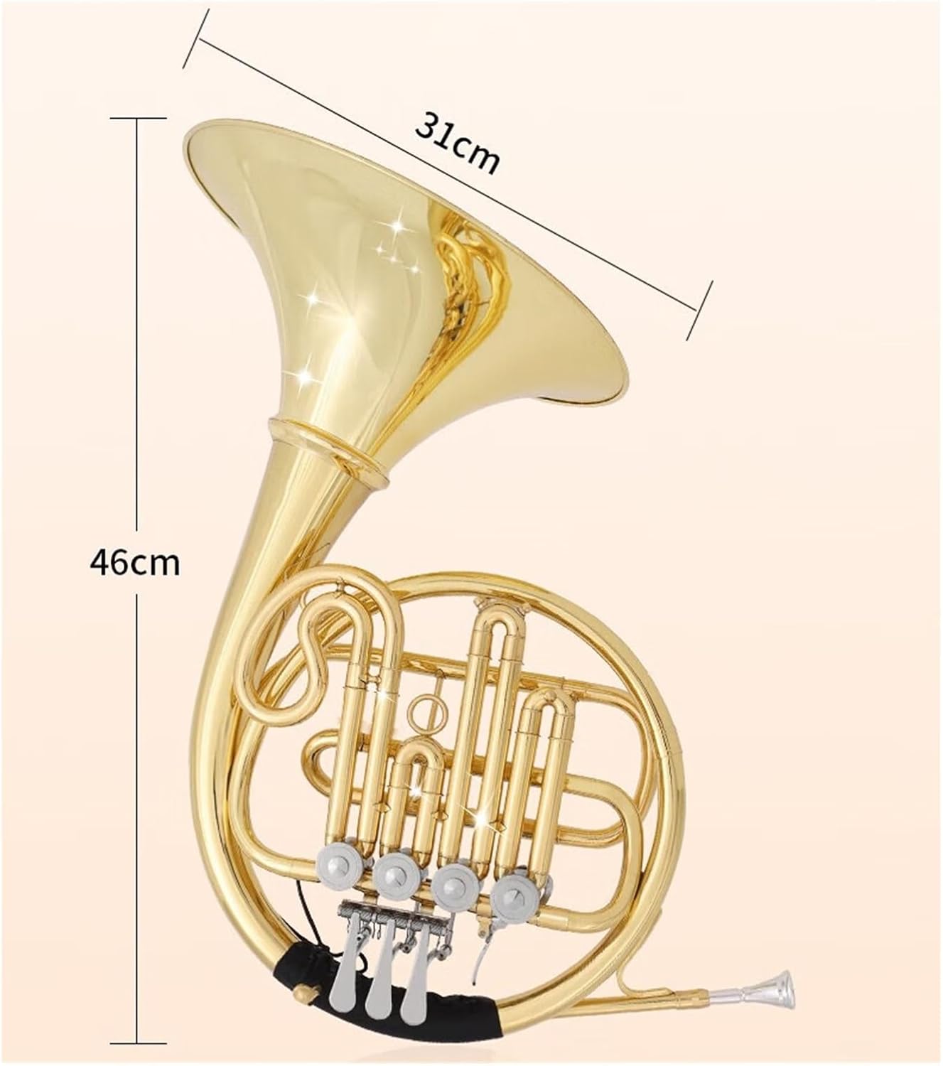 French Horn Instrument Single Row 4 Keys B Flat Suitable for Beginners and Adults