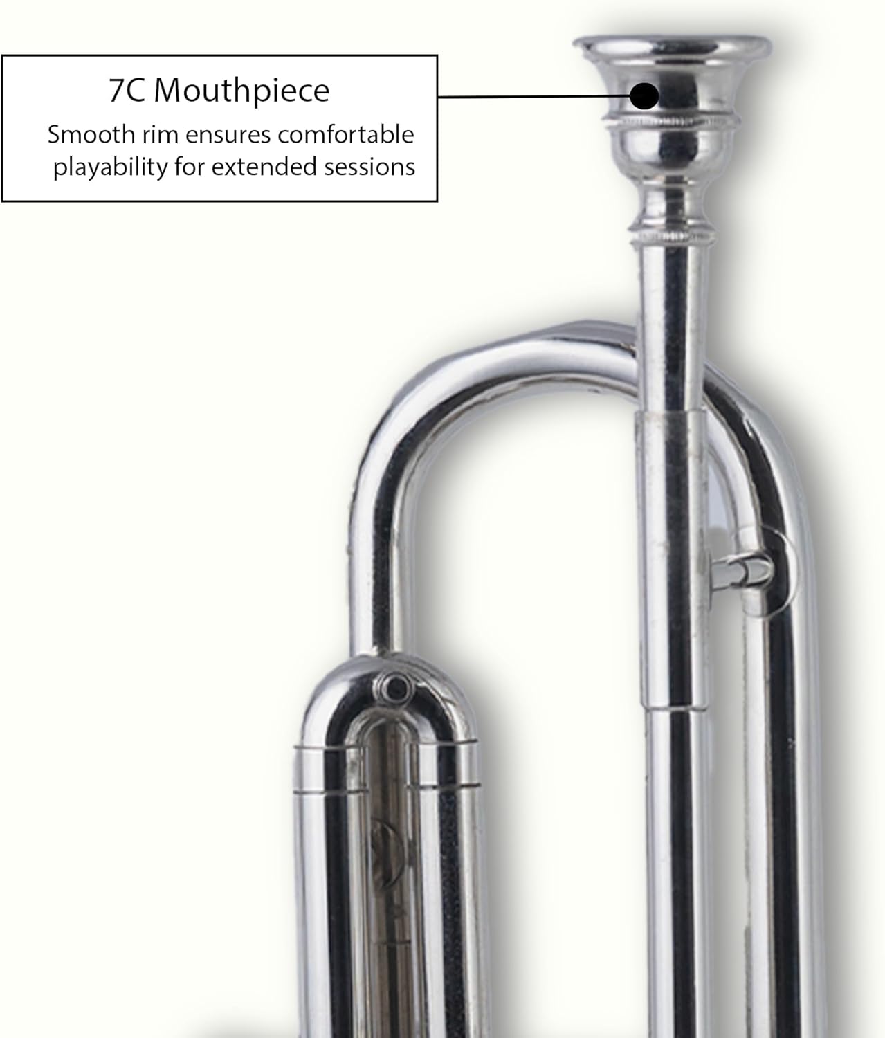 Queen Brass Bb Trumpet Chrome Finish Brass Body with 7C Mouthpiece and Hard Case for Beginners and Students Band Rehearsals School Performances Practice