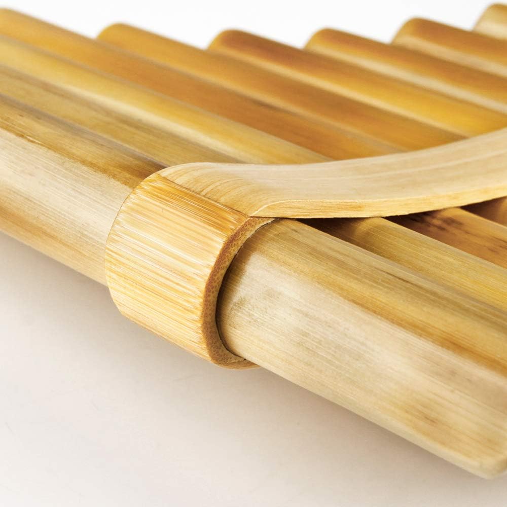 Upscale Romanian Folk Instrument Natural Reed Pan Flute Panpipes G Key Wind Pan flute Flauta Handmade (25 Pipes Right Hand, Wood)