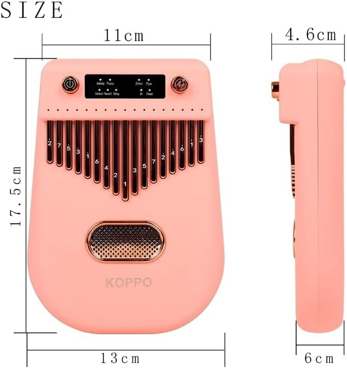 17-Key Electric Kalimba Thumb Piano with Bluetooth & Built-in Pickup — Portable Mbira Finger Piano for Beginners & Adults, Mahogany Resonance, Travel-Friendly (Pink Kalimba)