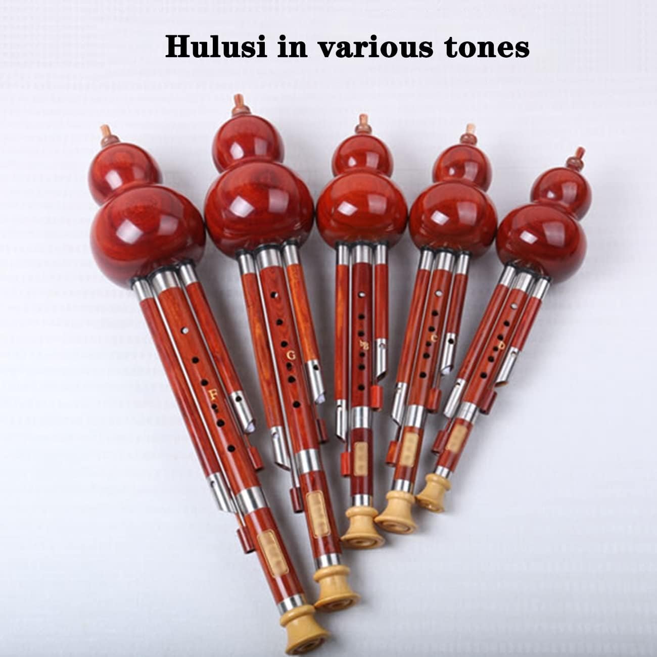 Woodwind Hulusi Piccolo Learn to Play The Cucurbit Flute Gourd Flute in C Flat B Ethnic Flute and Wind Instrument Stable Sound Quality (Color : Brown, Size : D-Key)