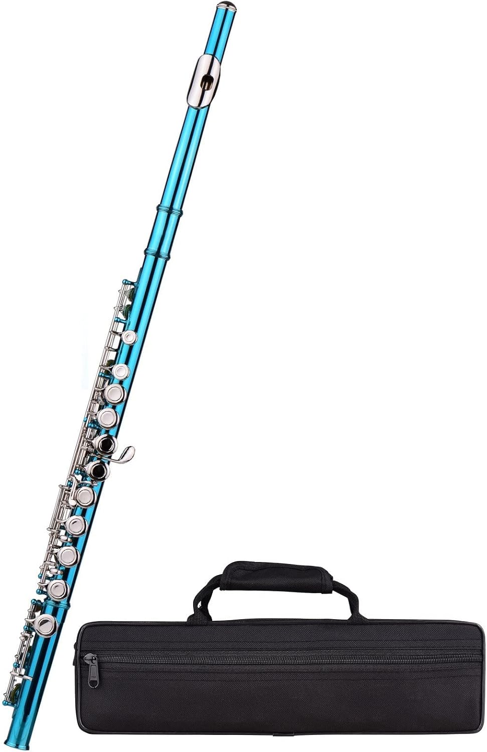 TSTS Flutes Musical Instrument Closed Hole C Flute 16 Keys Cupronickel Nickel-Plated Wind Instrument with Carry Case Flute Stand Gloves Cleaning Cloth