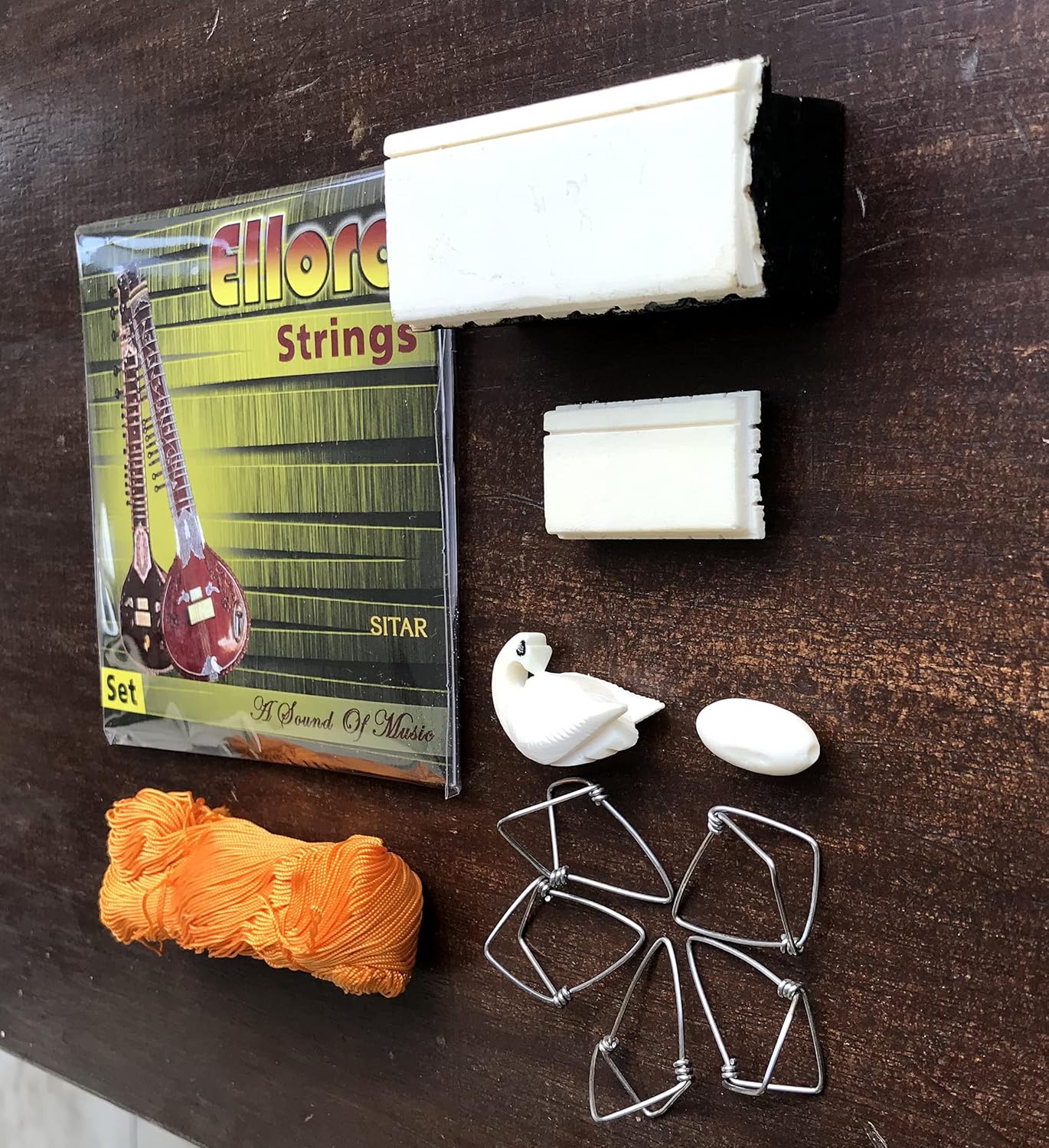 Sitar Accessories Strings Bridge Mizrab fret thread tuning beads all in one