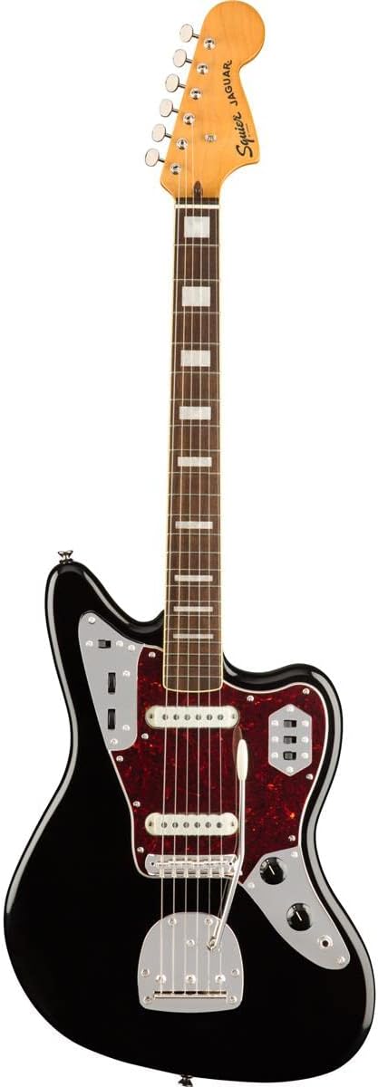 Squier Classic Vibe 70s Jaguar Electric Guitar, with 2-Year Warranty, Black, Laurel Fingerboard