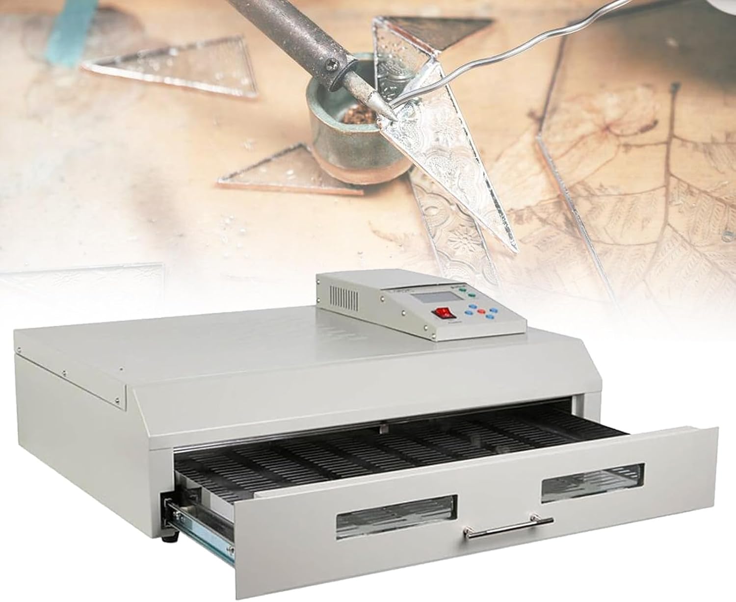 Drawer Type Glass Heating Machine, 800W/1500W/2500W Infrared Heater, BGA SMD SMT Rework Station, for Chip Repair, Product Adhesive Curing, Circuit Board Heating,T962C