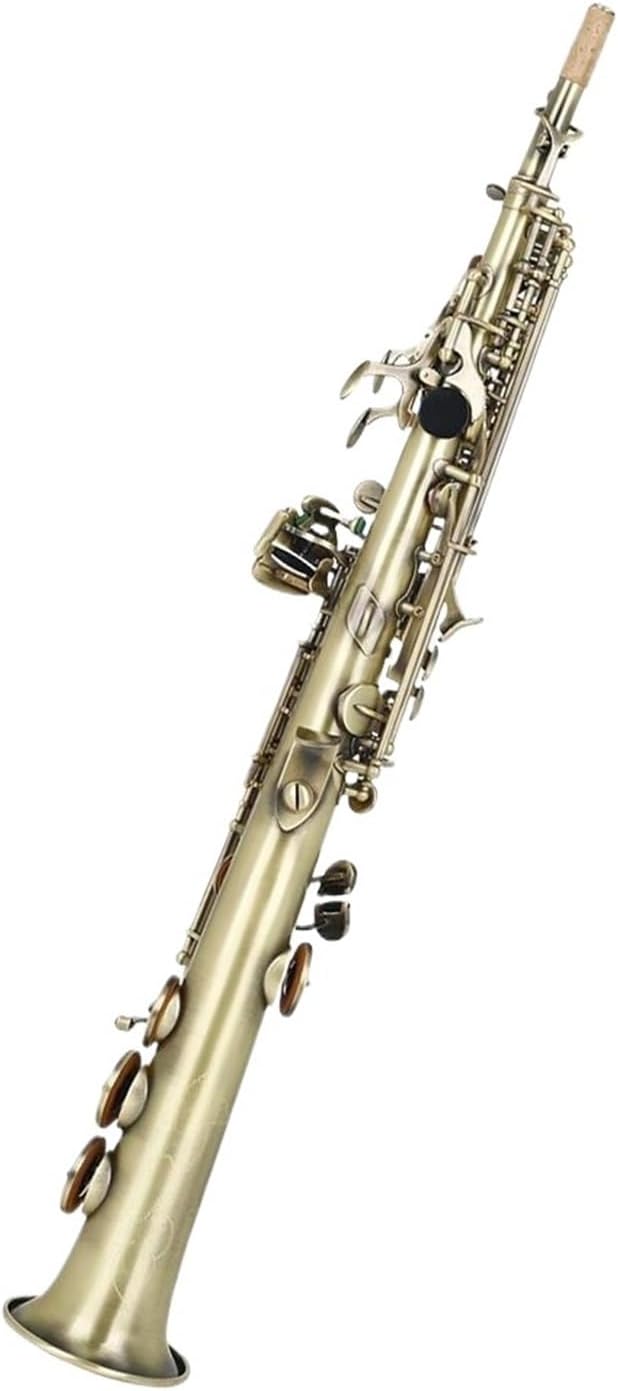 Bronze Straight Bb Treble Saxophone Lacquered Gold Carve Pattern Woodwind Instrument With Case Reed