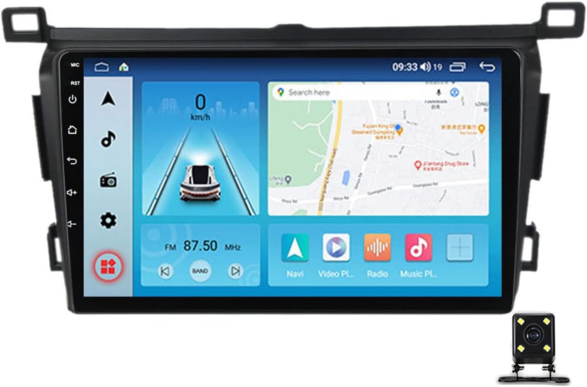 Double Din Car Stereo Radio Compatible with Carplay/Android Auto, 9-Inch IPS Touchscreen for Toyota RAV4 4 XA40 5 XA50 2013~2018 with Mirror Link, Backup Camera, Bluetooth, WiFi, FM