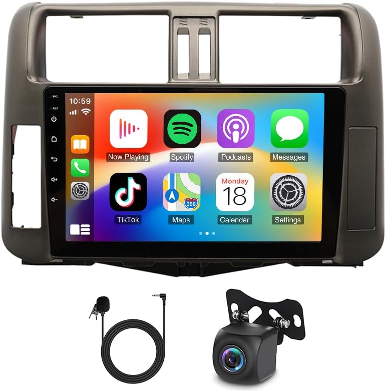 Android 14 Car Stereo Compatible with Toyota Land Cruiser Prado 150 2009-2013 Radio Upgrade 9 Inch Touch Screen with Wireless Carplay Android Auto Backup Camera GPS SWC WiFi FM,2+32G