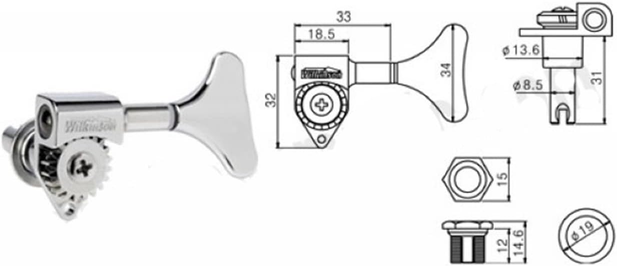 KESHUO Electric Bass Guitar Machine Heads Tuners Guitar Tuning Pegs Open Gear Chrome Silver Tuner Machine Heads Knobs