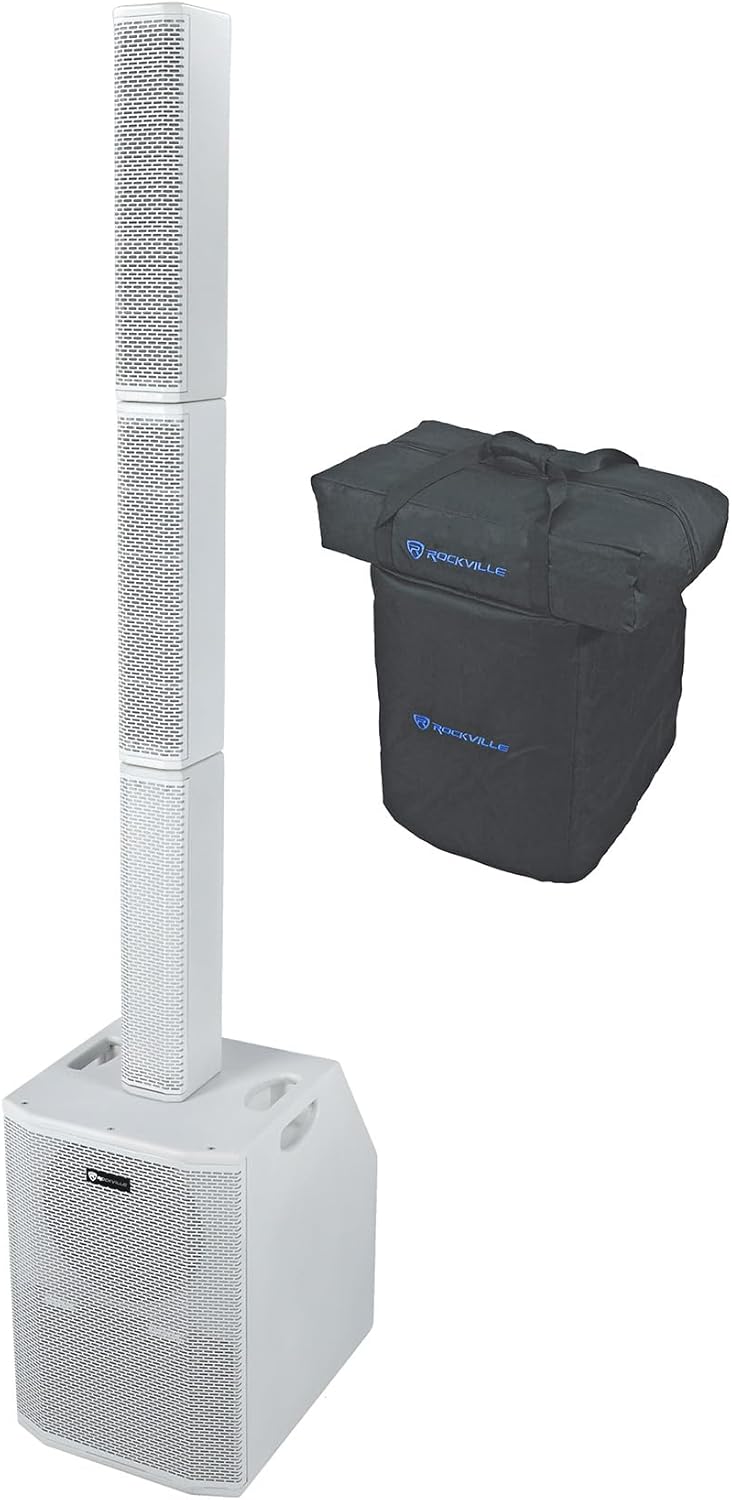 Rockville Bundle: (2) Titan Array System White Pro Powered Column Array Speakers with Dual 10