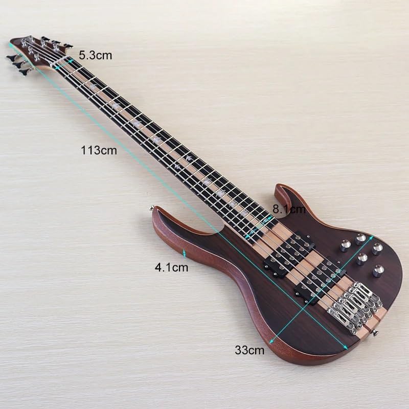 6-String Active Electric Bass Guitar, 43-Inch Full Size, Neck-Through, Rosewood Skin Top,24-Fret