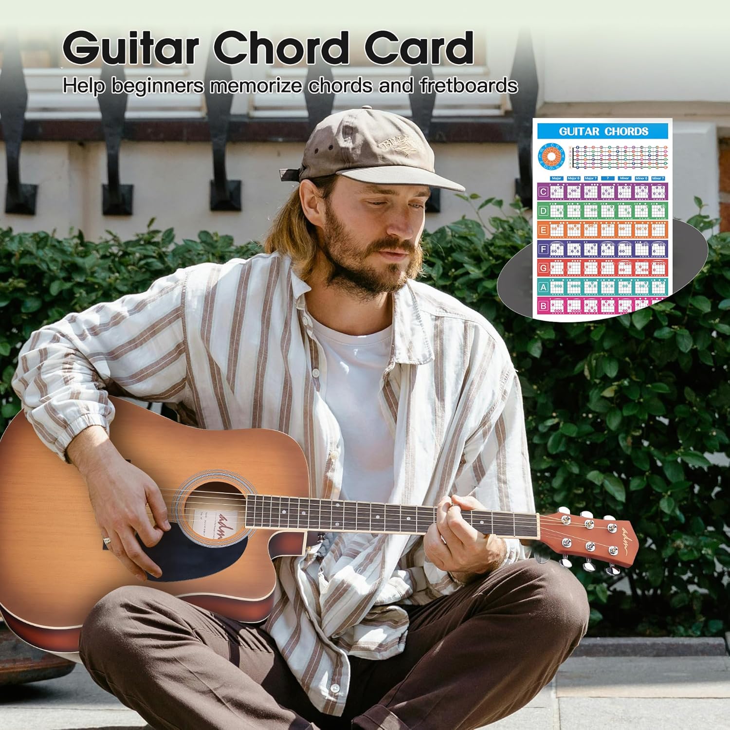 ADM Beginner Acoustic Guitar, Kids Students Cutaway Guitar Bundle Free Lessons with Gig Bag, Tuner, Strap, Picks, Extra Strings etc (Brown-Cutaway, 41 Inch)