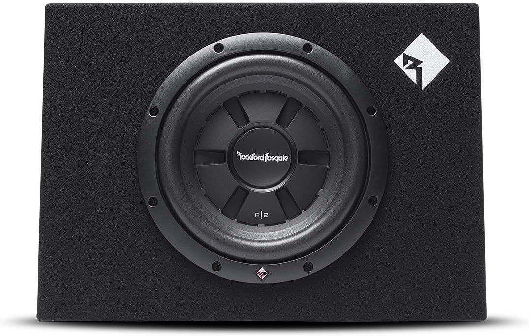 Rockford Fosgate Prime R2S-1X10 Single R2S Slim 10” Shallow Subwoofer Loaded in a Wedge Enclosure with 200 Watts RMS / 400 Watts Max